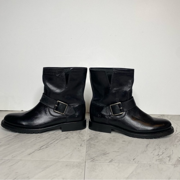 New! Frye Natalie Engineer Black Short Leather Boot 5 1/2 - Picture 5 of 13